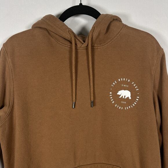 The North Face Rugged Outdoor Fleece Hoodie Pullover Sweatshirt Brown Mens Small - Picture 3 of 7